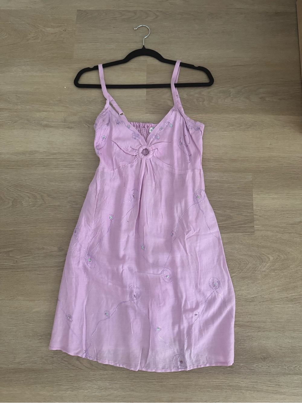 Sleeveless Pink Embroidered Dress